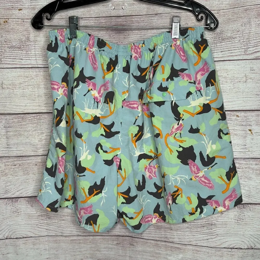Patagonia Men's Swim Spoon Bill Bird Print Swim Trunks Large Shorts